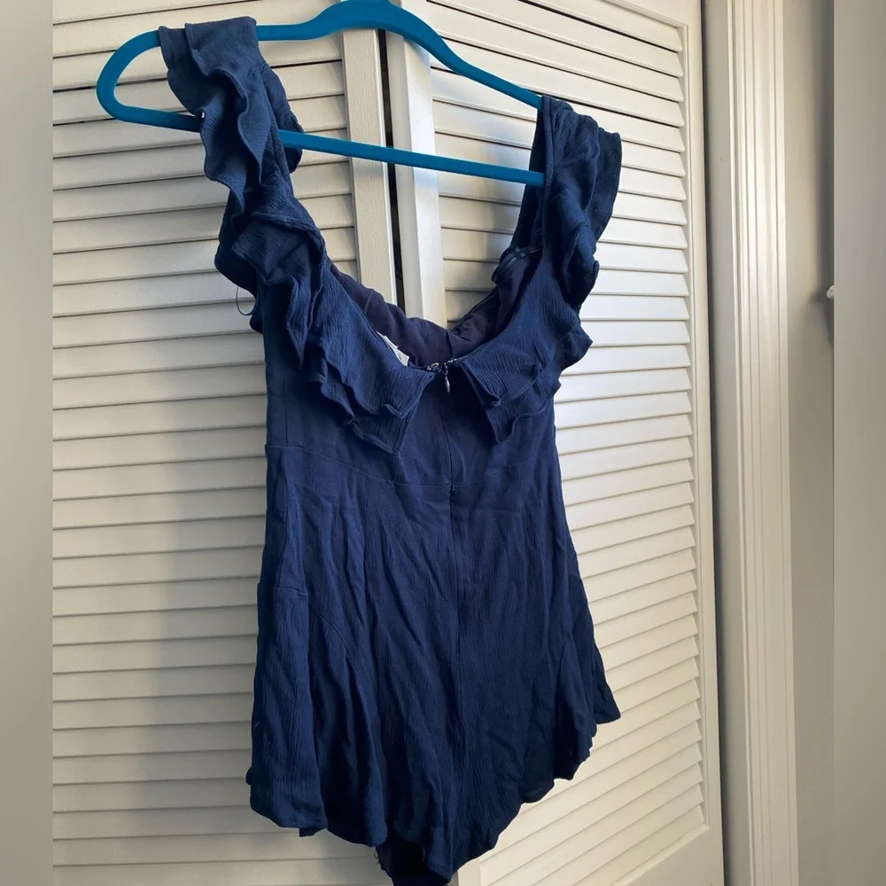 Navy blue adorable romper, on or off shoulder. Cotton Candy LA. - Picture 3 of 7